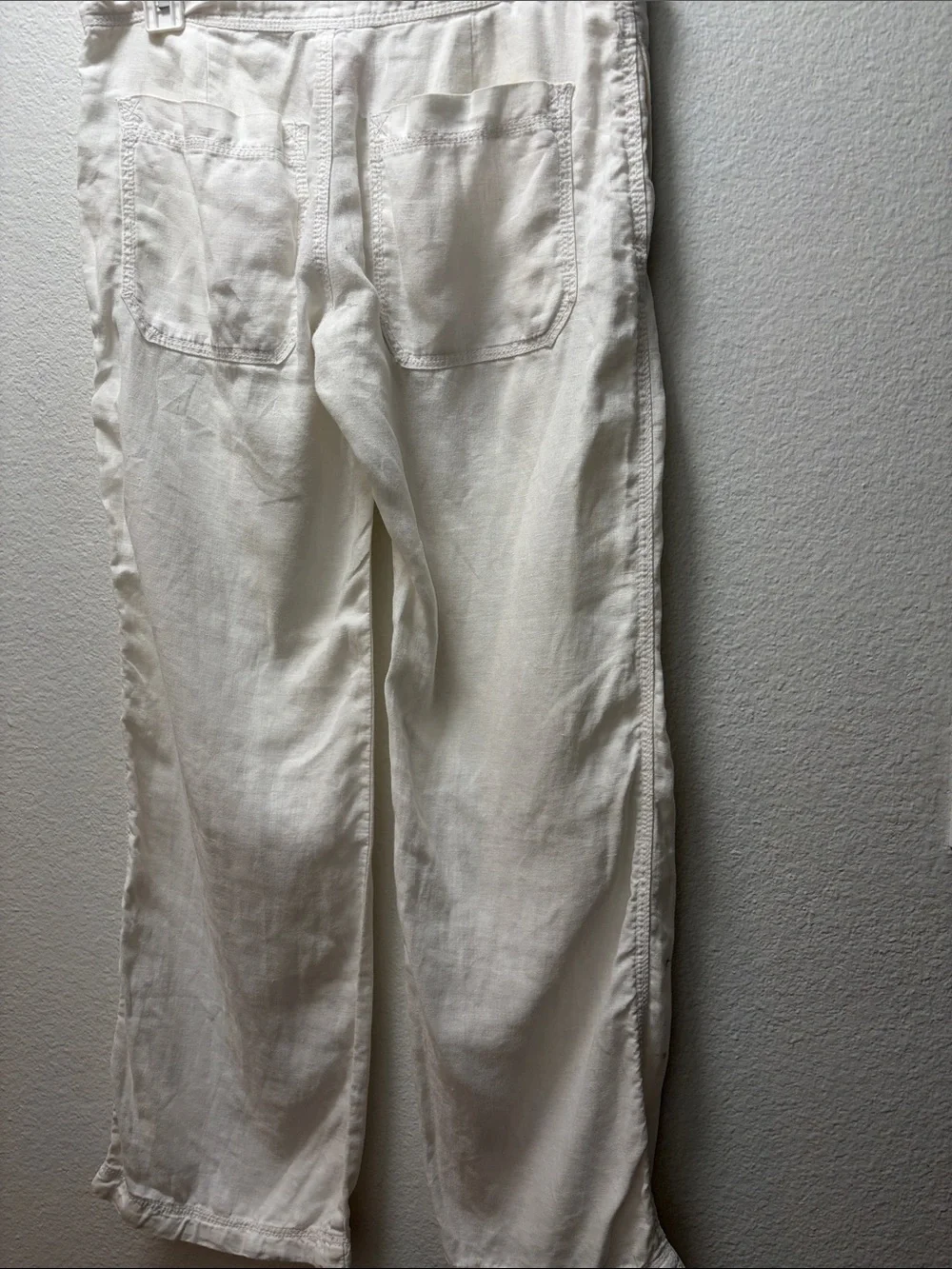 H&M Cream Drawstring Lounge Linen Wide Leg pants
